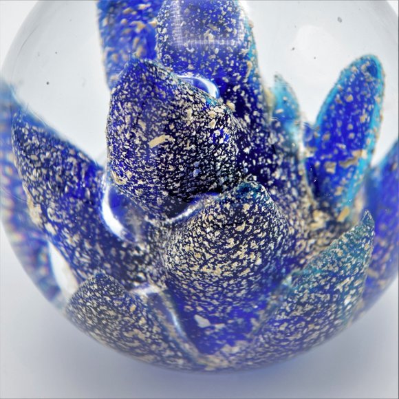 Vintage Cobalt Blue and Gold Flecks Paperweight - Picture 3 of 9